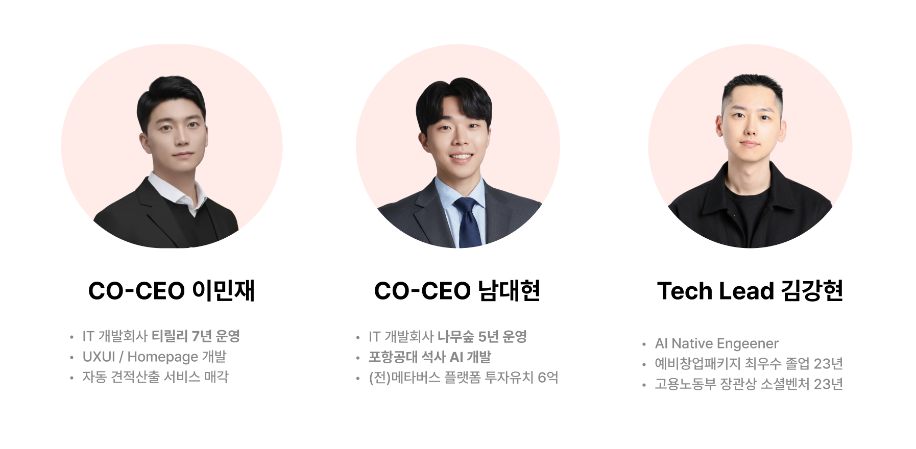 홈덴·포텐랩 개발팀: CO-CEO 이민재·남대현, Tech Lead 김강현